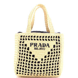 Prada Triangle Logo Open Tote Raffia #204606P12B